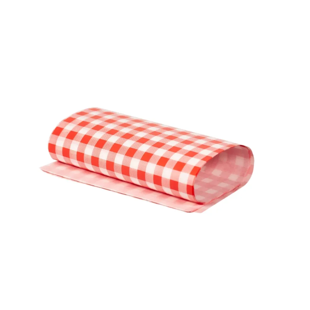 Greaseproof Gingham Red Wraps - Half Cut